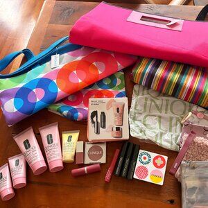 HUGE BUNDLE CLINIQUE Makeup, Skin Care products, X KAPITZA, 3 TOTE BAGS+more-NWT